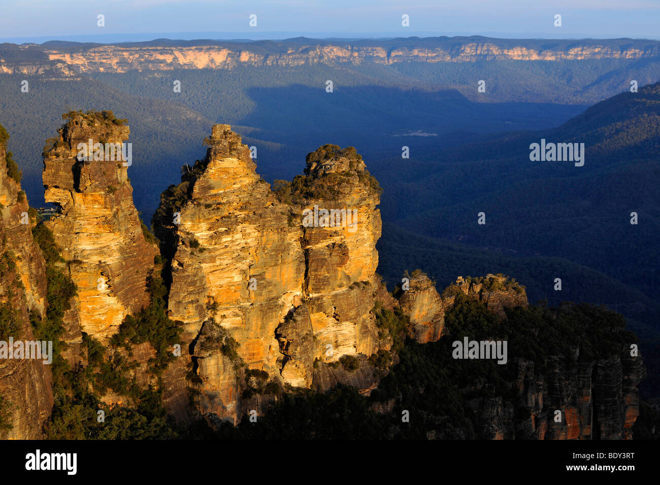 Trois Sœurs rock formation, vallée Jamison, Blue Mountains National Park, New South Wales, Australie Banque D'Images