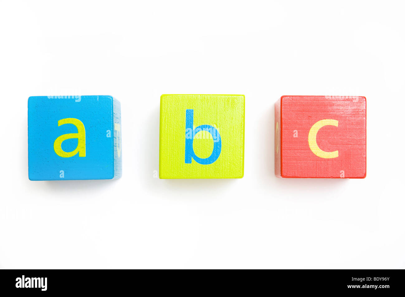 Jouet enfant alphabet montrant bloc de construction Banque D'Images