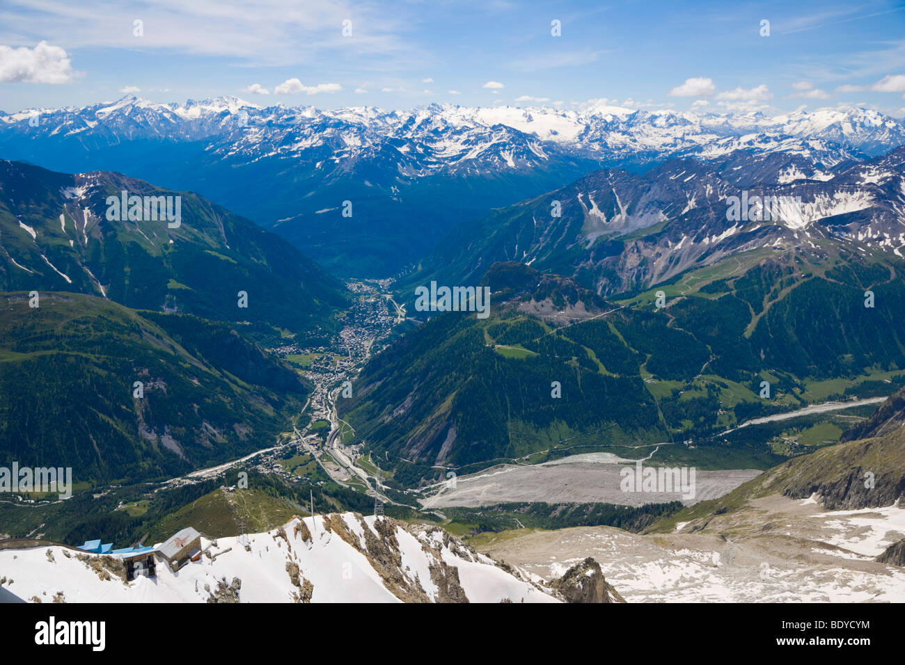 Vallée d'Aoste, Val d'Aoste, Val Ferret, Val Veny, Glacier Brenva de Rifugio Torino, Funivie Monte Bianco, Mont Blanc Funicul Banque D'Images