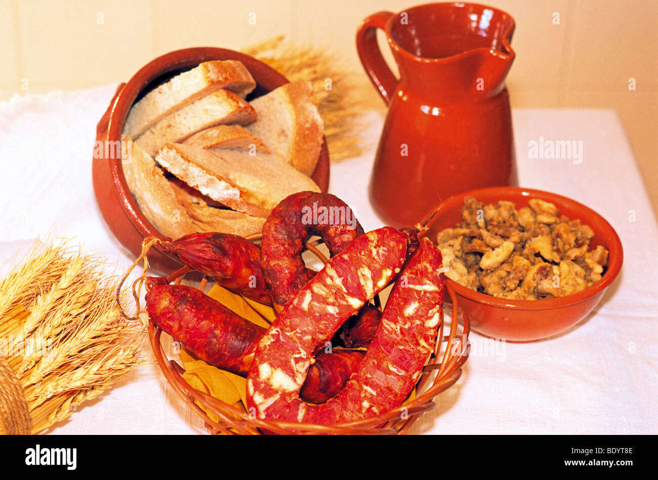 Le Portugal, l'Alentejo : des ingrédients traditionnels de la gastronomie de l'Alentejo rural Banque D'Images