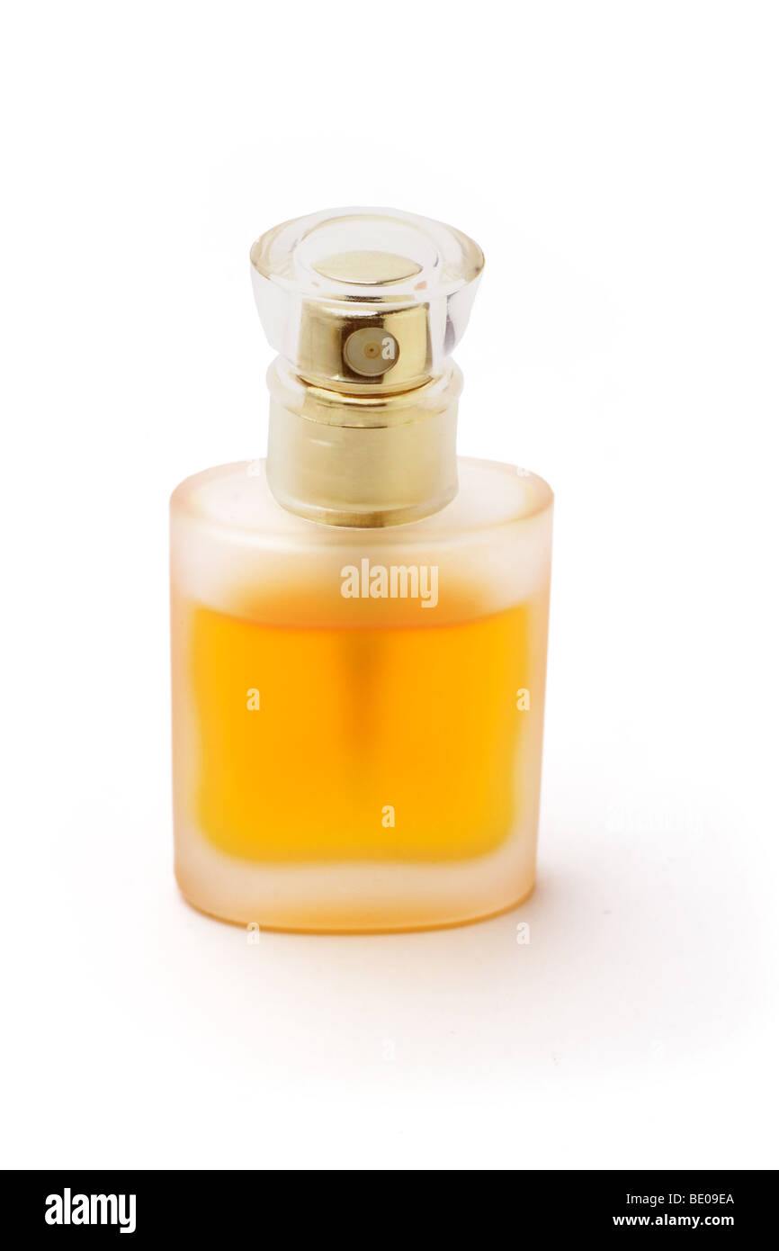 Flacon de parfum sur fond blanc Banque D'Images