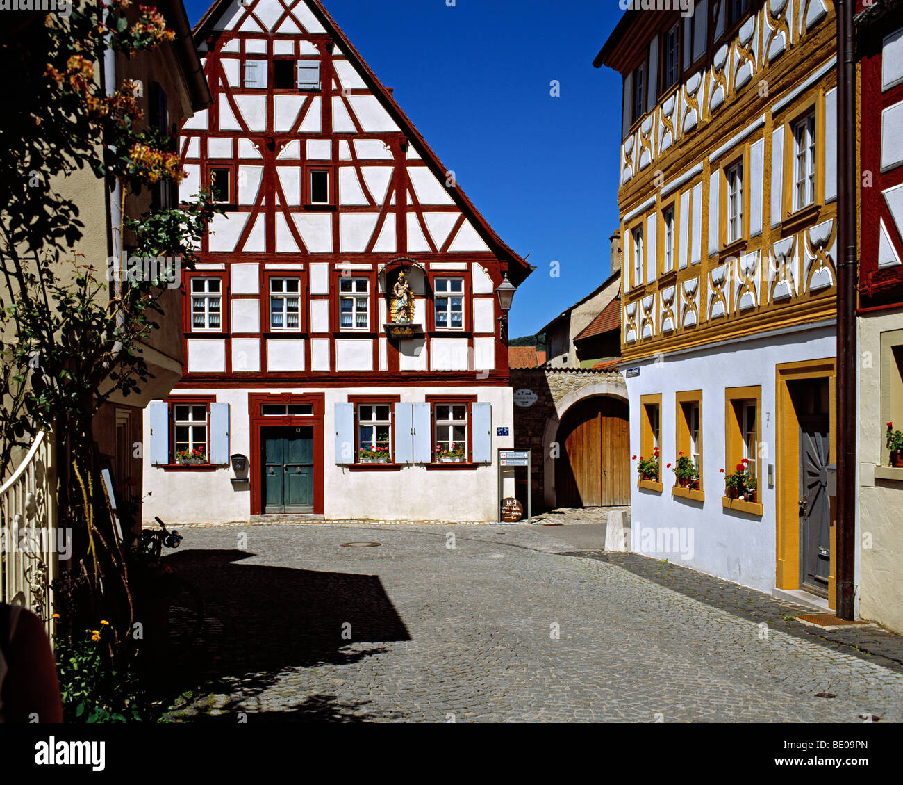 Maisons à colombages à Iphofen, Franconia, Bavaria, Germany. Banque D'Images