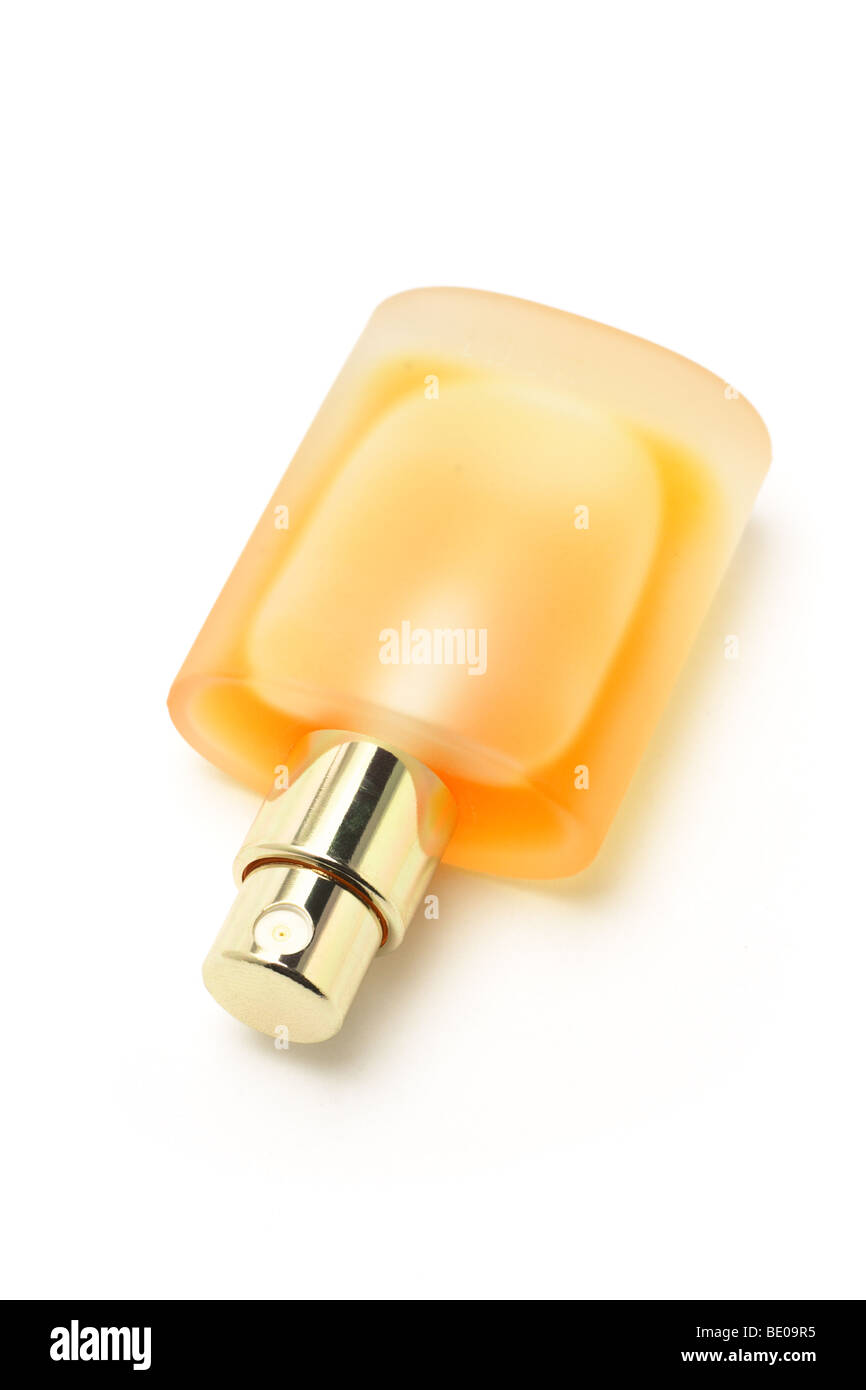 Flacon de parfum sur fond blanc Banque D'Images
