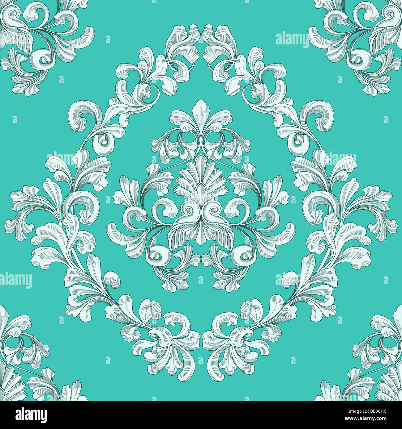 Retro seamless carrelage papier peint fleuri floral motif rappelant victorian motifs inspirés des ornements grecs et romains Banque D'Images