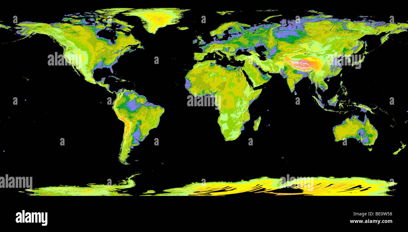 L'élévation mondiale Aster carte de la terre Banque D'Images