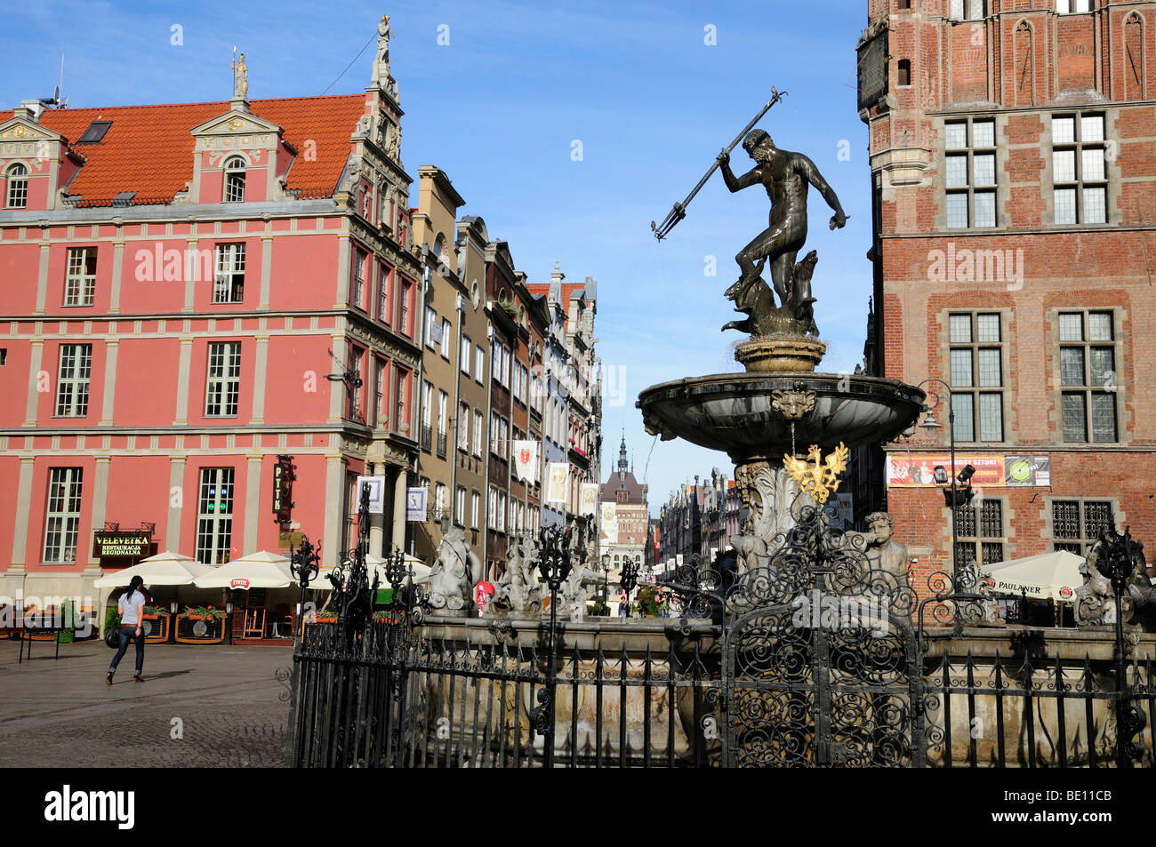 Fontaine de Neptune, Long Marché, Gdansk, Pologne Banque D'Images