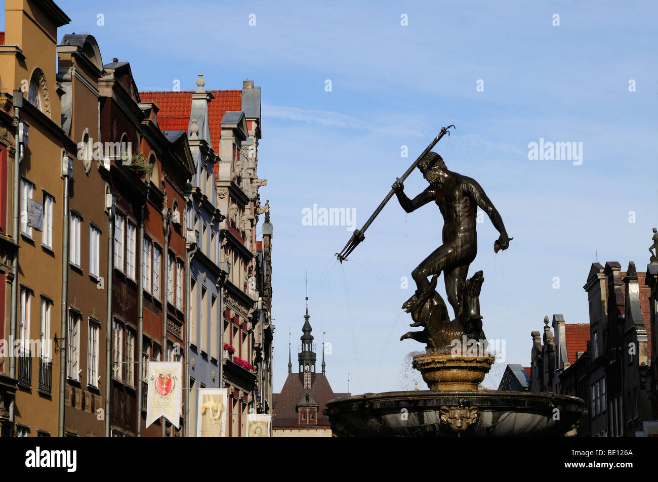 Fontaine de Neptune, Long Street, Gdansk, Pologne Banque D'Images