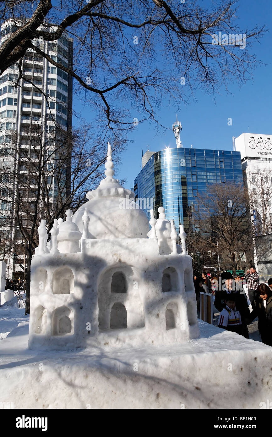 Snow sculpture au Sapporo Snow Festival. Banque D'Images
