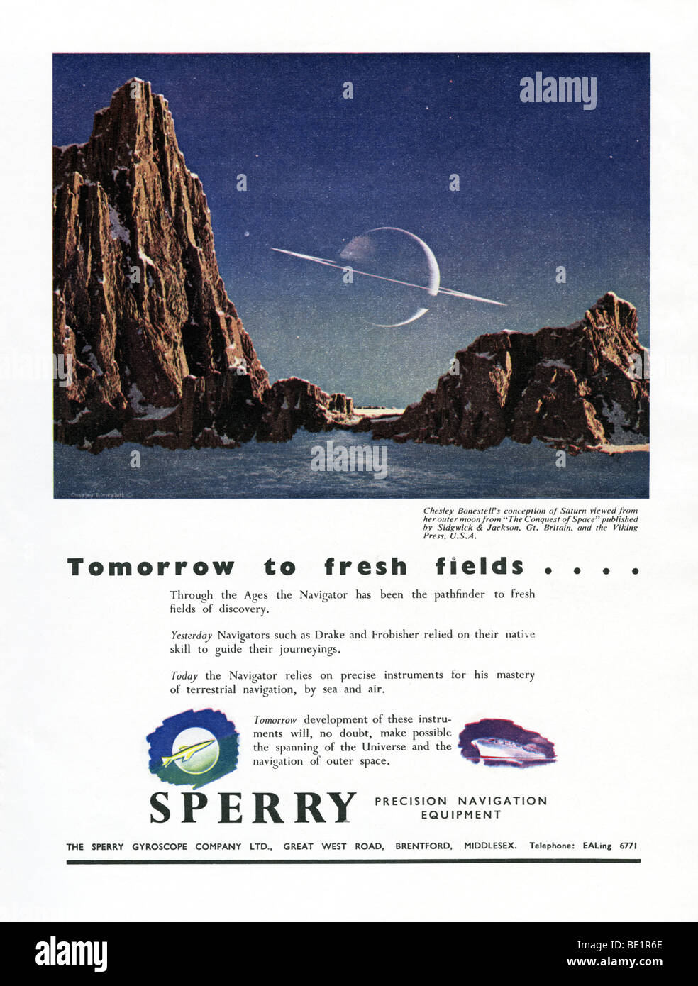 Publicité de 1951 pour l'équipement de navigation Sperry Banque D'Images