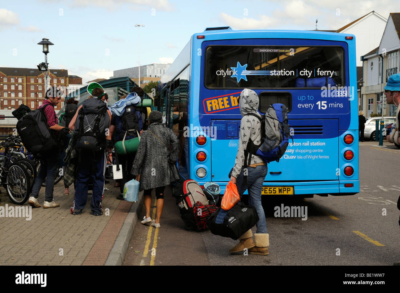 Service gratuit de bus Citylink sur les passagers d'Angleterre Royaume-uni Southampton Town Quay Banque D'Images
