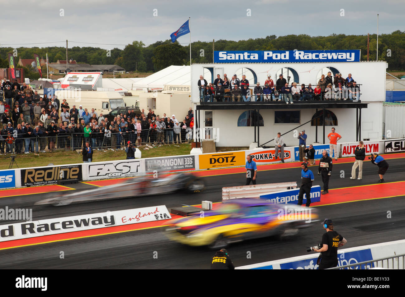 Pro et Drag Racing. Santa Pod Raceway, England, UK. Banque D'Images