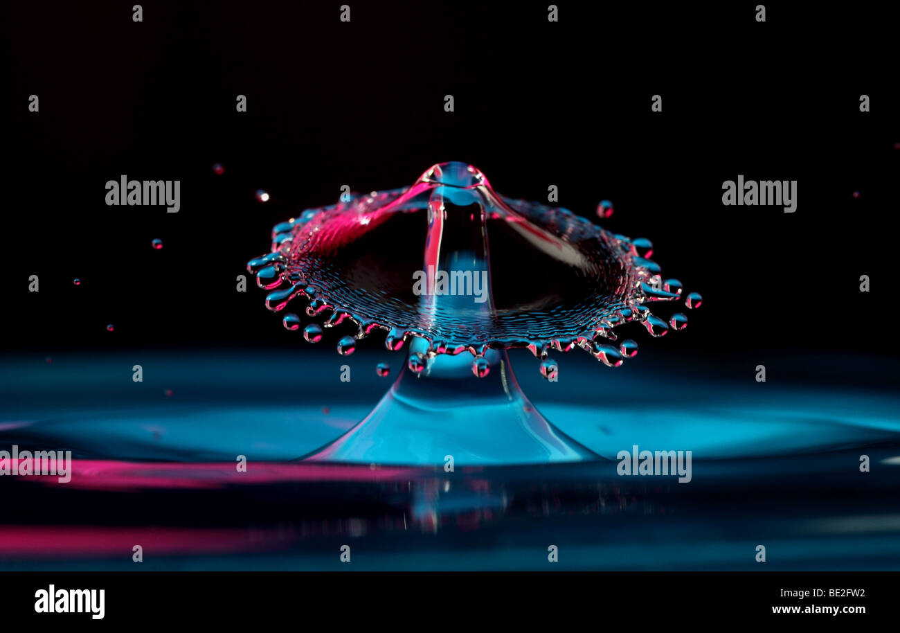 Les gouttes d'eau heurtant Banque D'Images