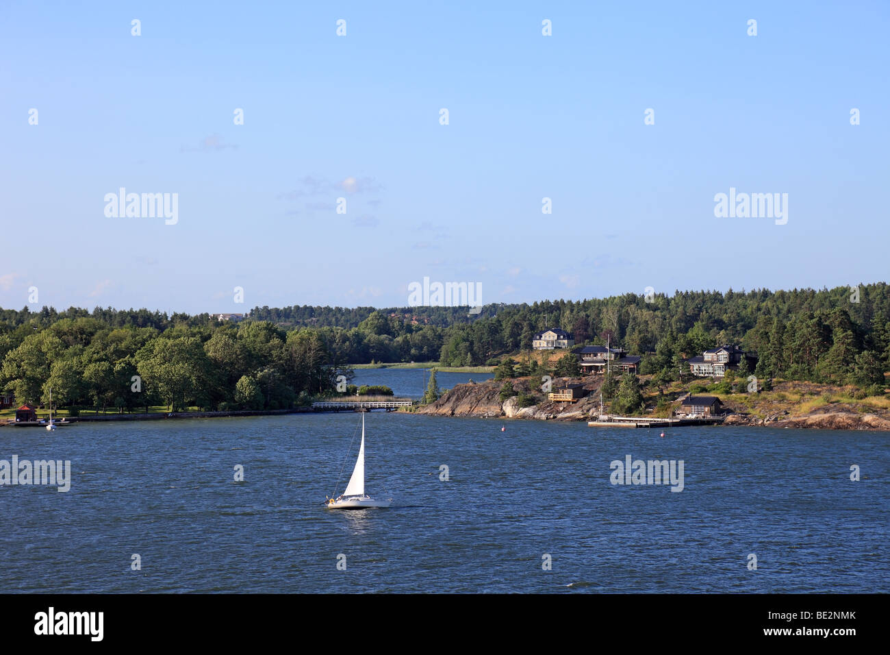 Paysage de l'archipel de la mer Baltique en Suède, l'Europe. Banque D'Images