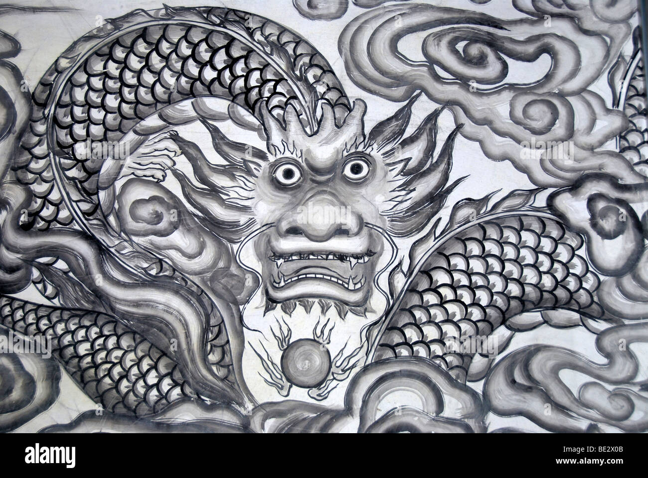 Le bouddhisme chinois, murale, dragon, temple dans la province du Yunnan, 432 Guanhui Avenue, République populaire de Chine, l'Asie Banque D'Images