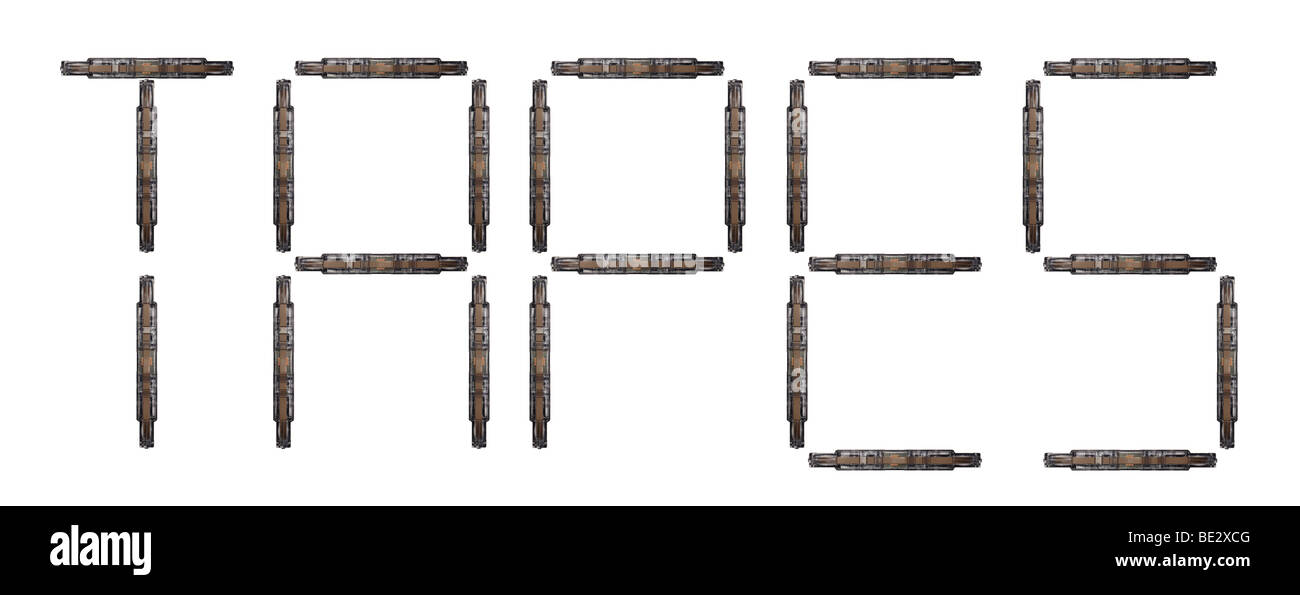 Piscine studio shot of 'tapes' lettres faites de bandes audio. Banque D'Images