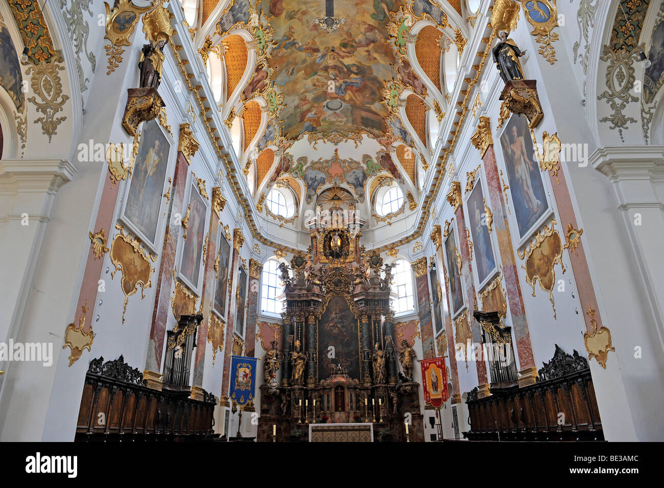 Salle de chant, gothique, baroque, l'église paroissiale de la ville, Simultaneum, Saint-Martin, Biberach an der Riss, Bade-Wurtemberg, Germa Banque D'Images