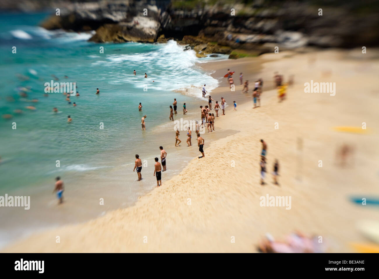 Nageurs à la plage de Tamarama. Sydney, New South Wales, Australia Banque D'Images