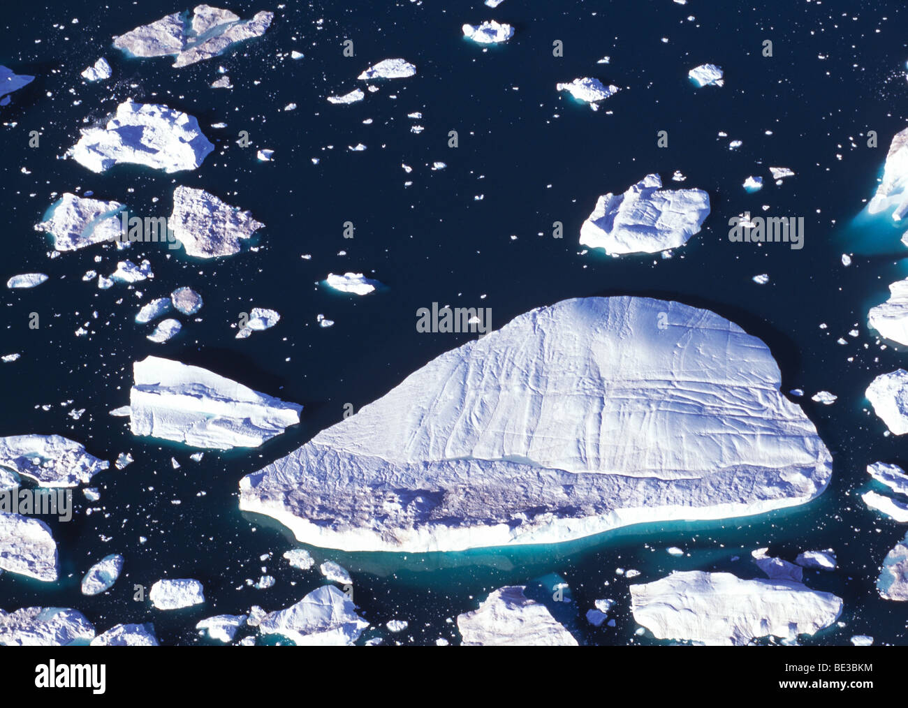 Iceberg, Kangia, Fjord glacé d'Ilulissat, le glacier Jakobshavn, UNESCO World Heritage site, vue aérienne, Groenland Banque D'Images