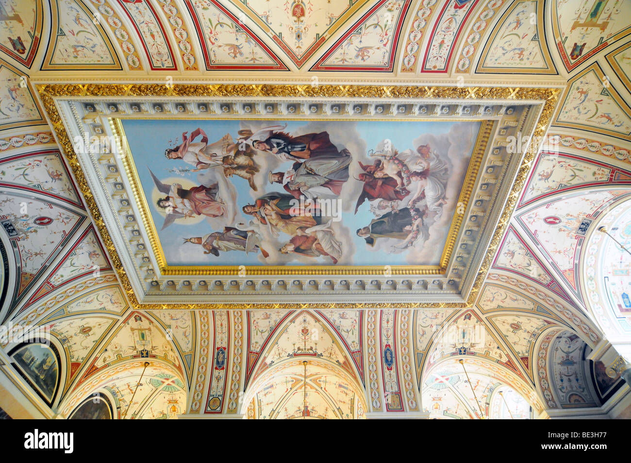 Design, architecture d'intérieur du plafond, opéra Semperoper, Dresde, Saxe, Allemagne, Europe Banque D'Images