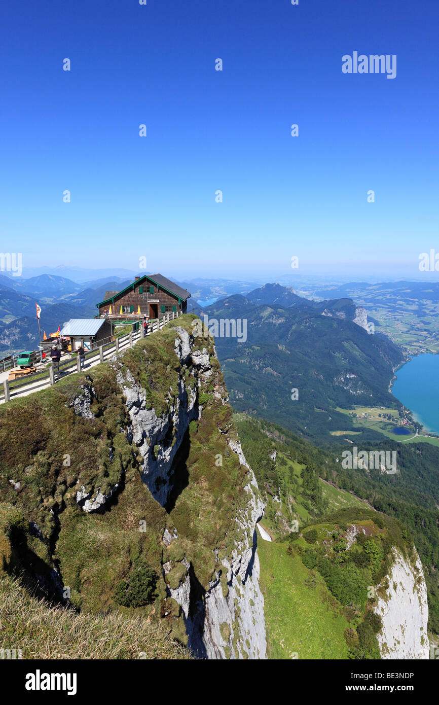 Restaurant, Himmelspforthuette Himmelspforte sur la montagne Schafberg, lac de Mondsee droite, région du Salzkammergut, à Salzburg Land sta Banque D'Images