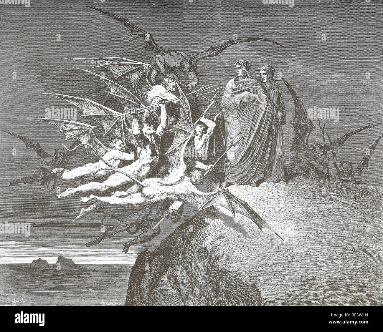 L'illustration de Gustave Dore "maux et Virgil' de la Divine Comédie de Dante Banque D'Images