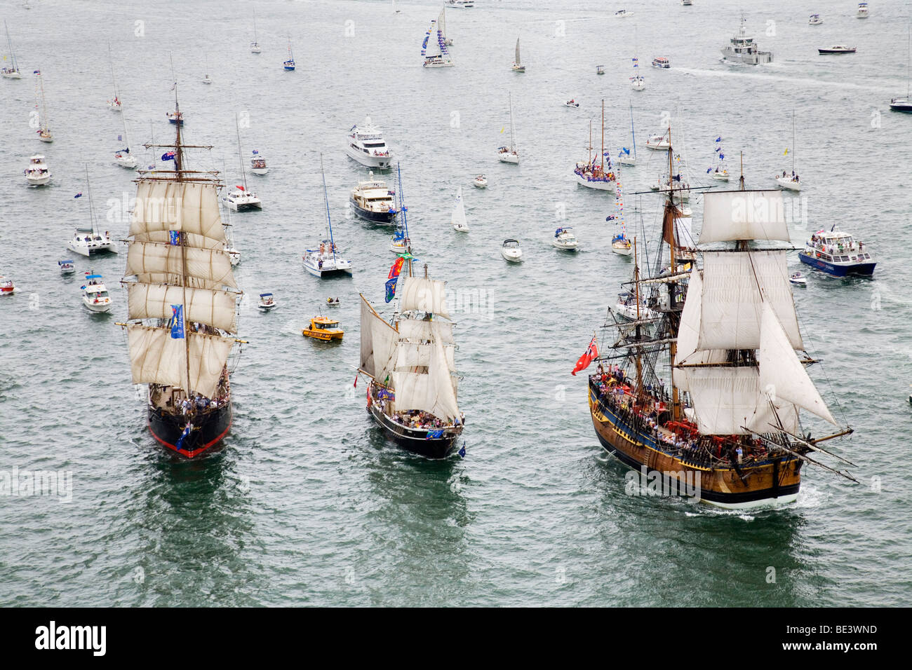 Régate annuelle de course des grands voiliers sur le port de Sydney - partie de l'Australie. Sydney, New South Wales, Australia Banque D'Images