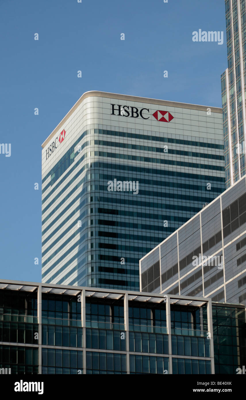 Le siège mondial de la HSBC, 8 Canada Square, dans les Docklands de Londres, Royaume-Uni. Banque D'Images