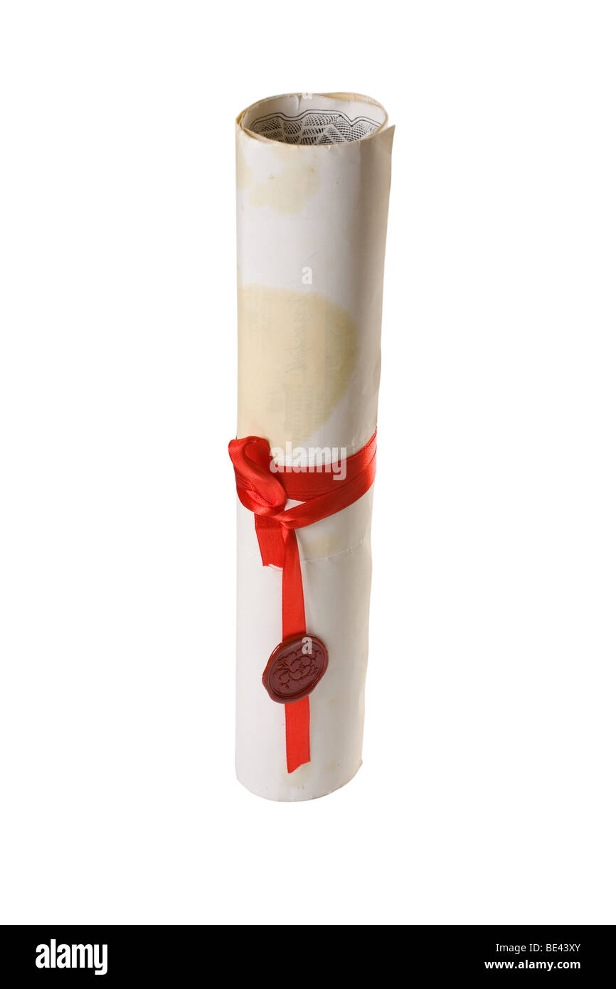 De vieux papiers faites défiler avec cachet de cire et le modèle à l'intérieur Banque D'Images