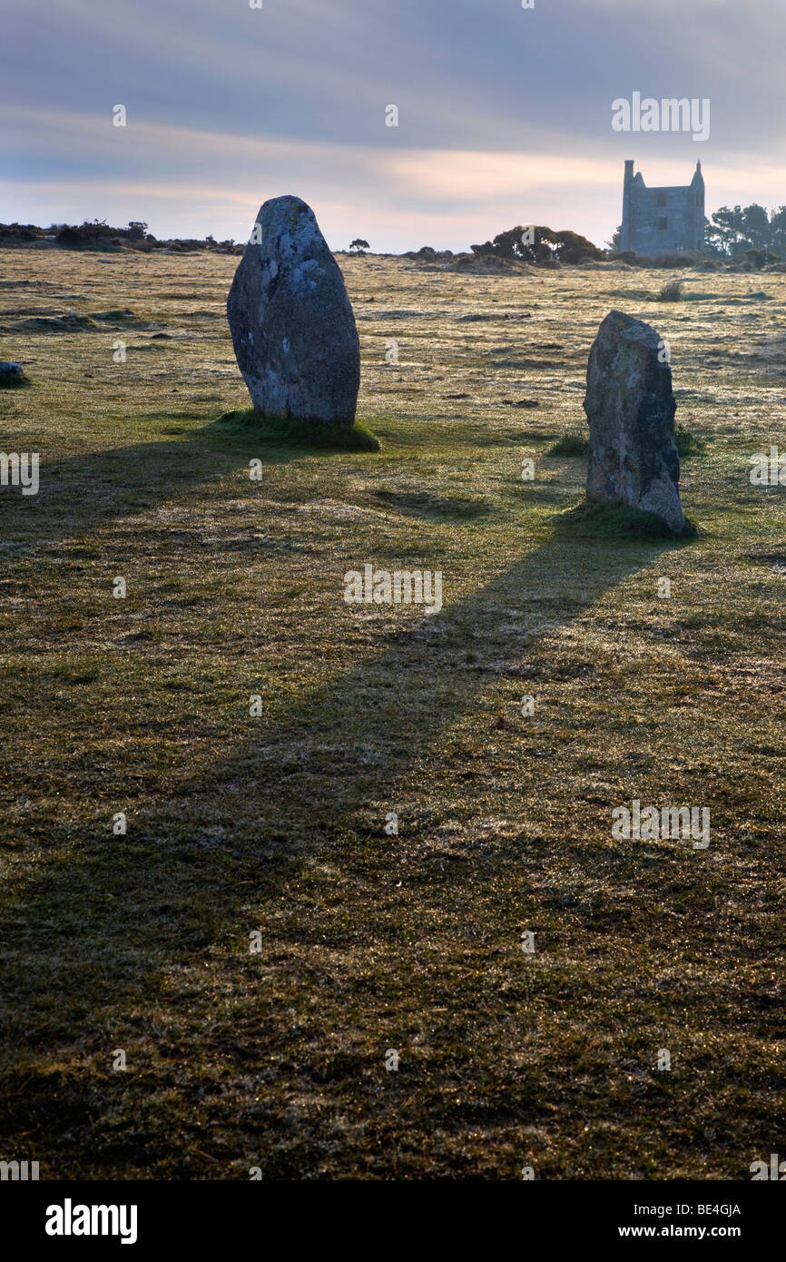 The hurlers stone circle ; Bodmin Moor, Cornwall Banque D'Images