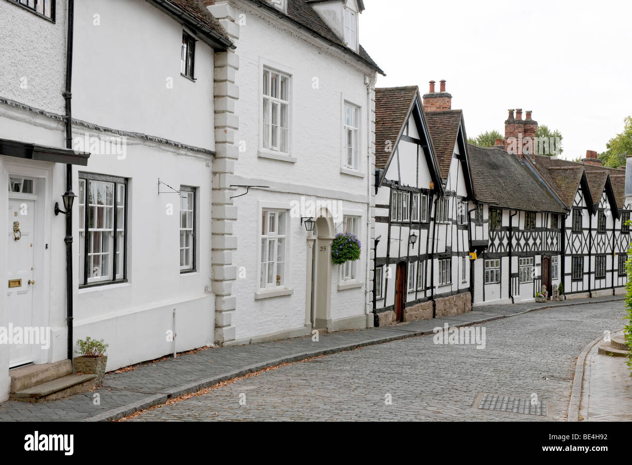 Rue pavée, à Warwick Banque D'Images