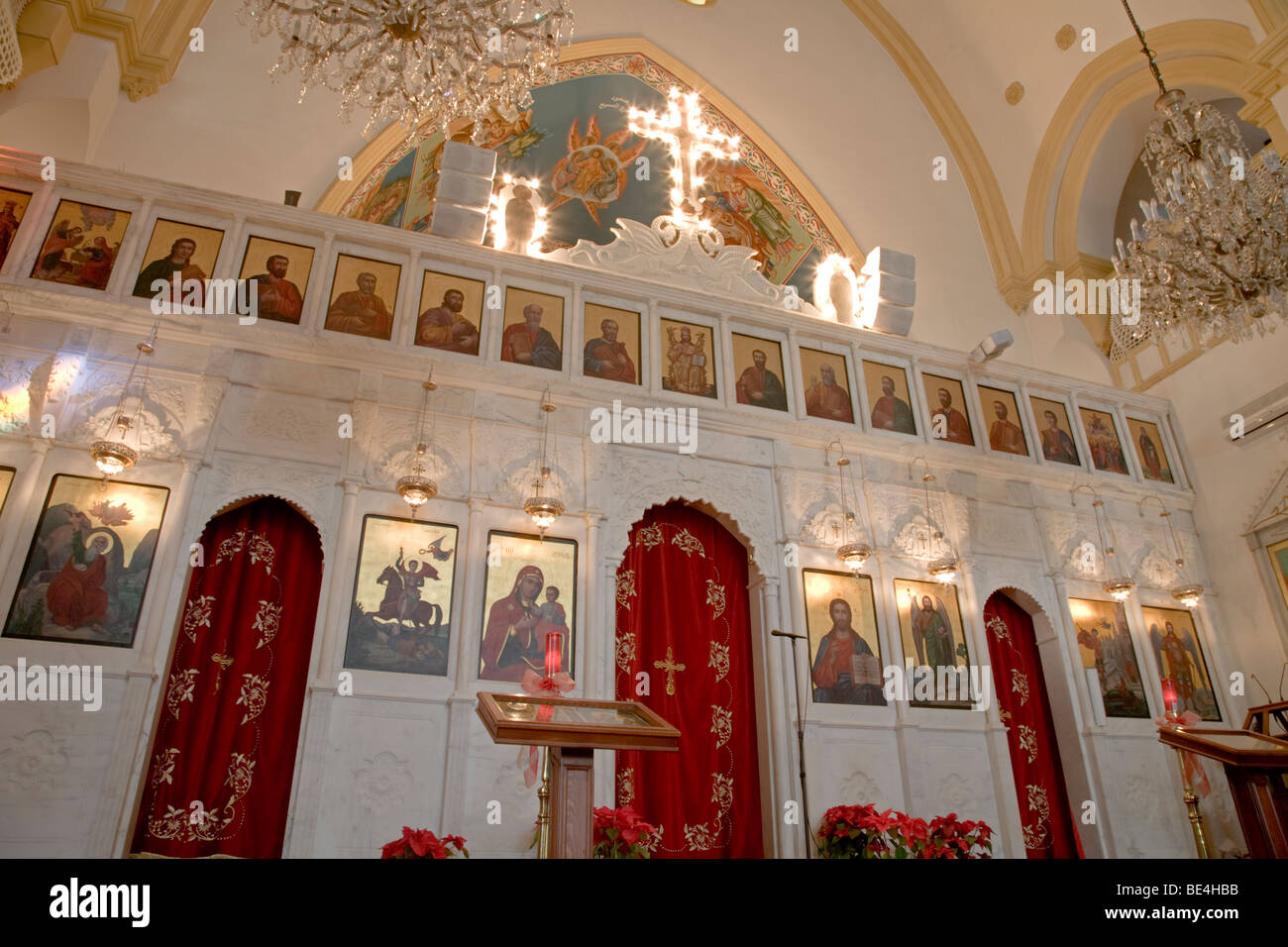 Saint Dimitri Église orthodoxe grecque en Iconostatis Beyrouth Liban Banque D'Images