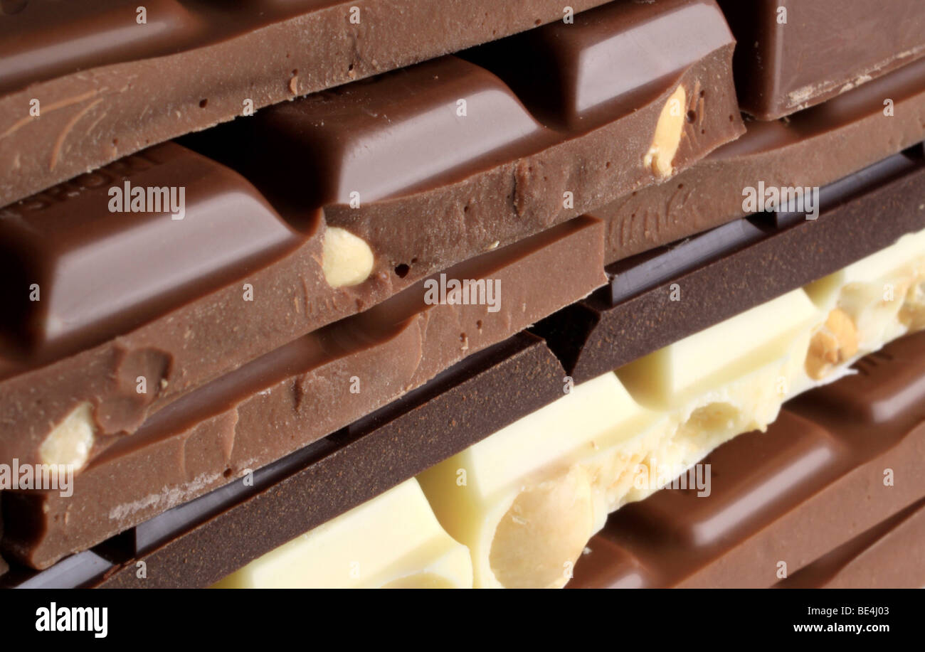 Chocolat, barres empilées Banque D'Images