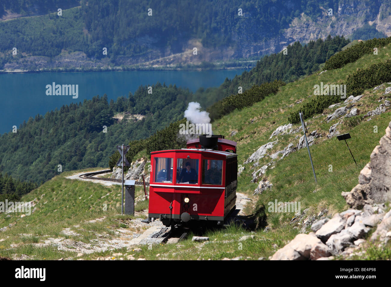 Schafbergbahn, train de montagne montagne Schafberg, région du Salzkammergut, à Salzbourg, Autriche, l'état des terres l'Europe Banque D'Images