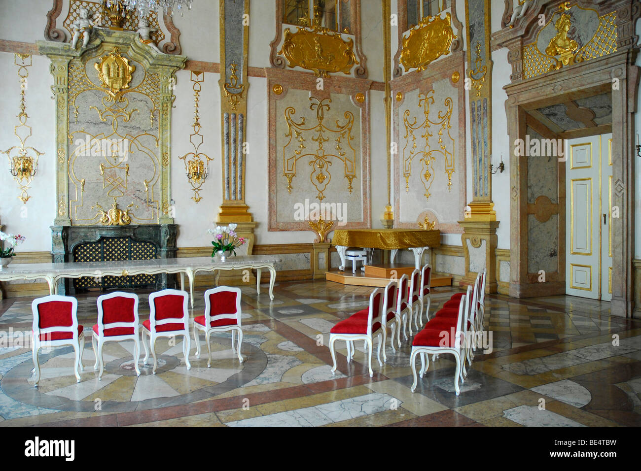 Marmorsaal hall en marbre, Schloss Mirabell Palace, quartier Neustadt, Salzburg, Salzburger Land, de l'état Autriche, Europe Banque D'Images