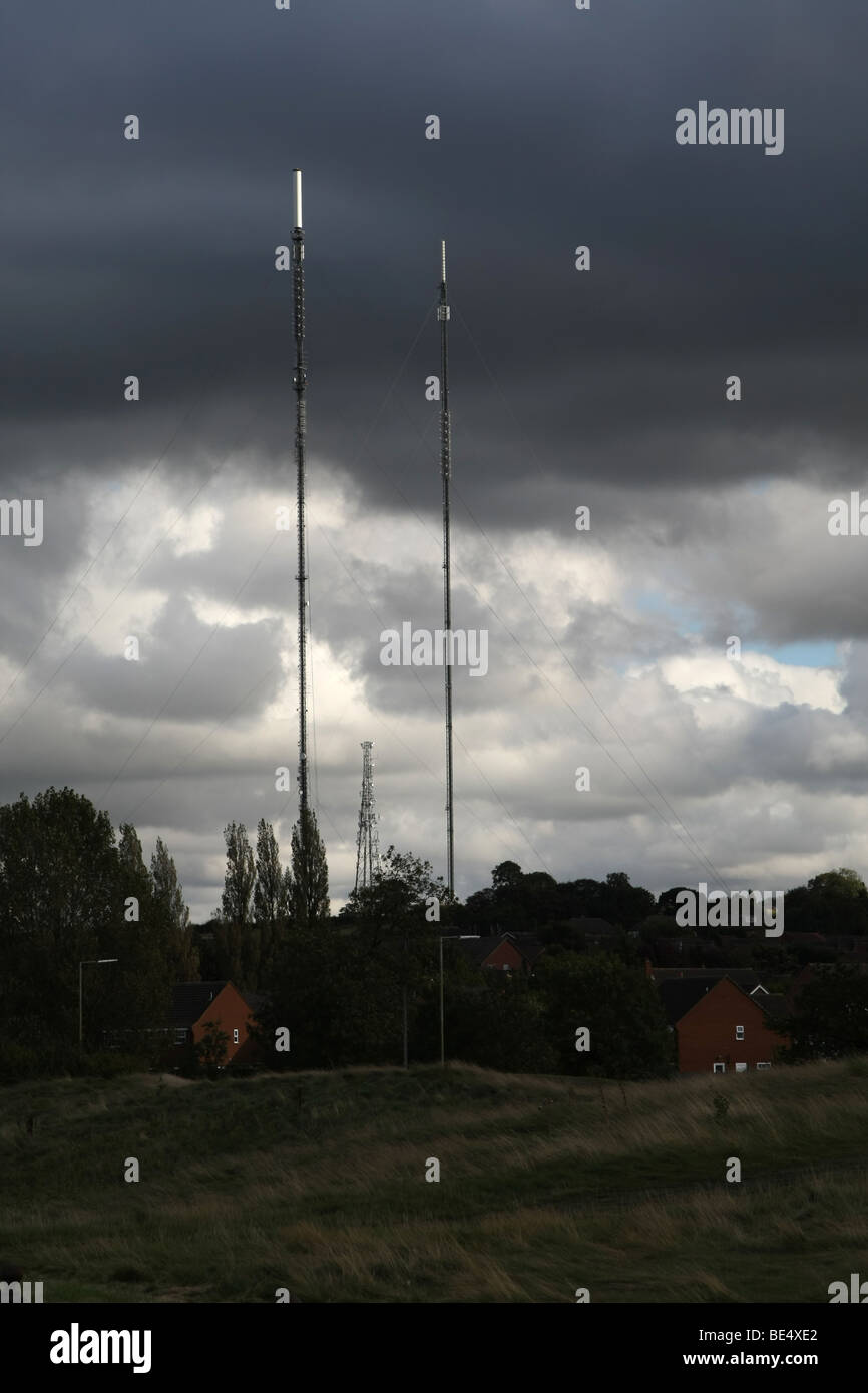 Antennes de transmission de télévision à Sutton Coldfield, Angleterre Banque D'Images