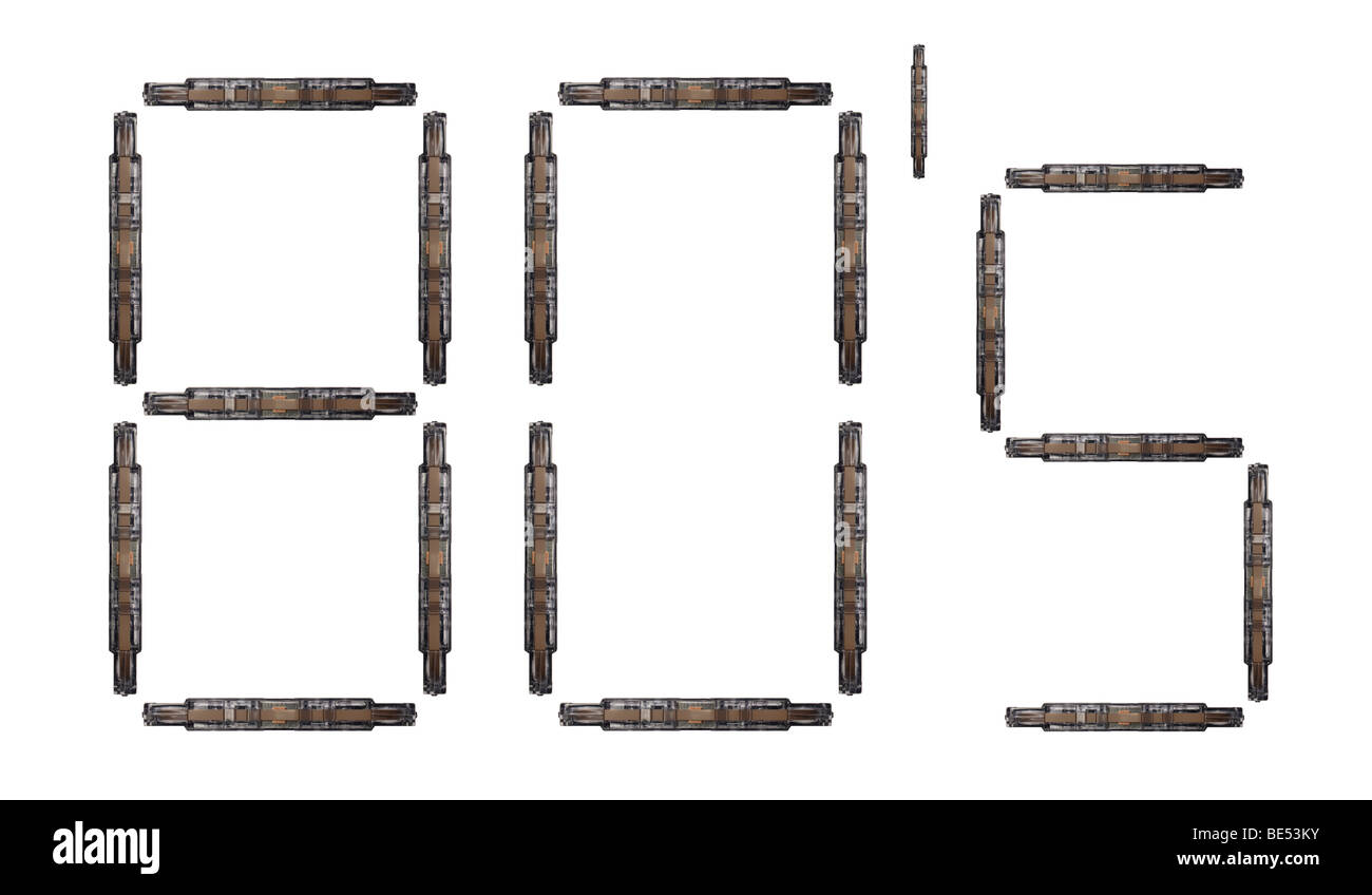 Piscine studio shot of '80 s' lettres faites de bandes audio. Banque D'Images