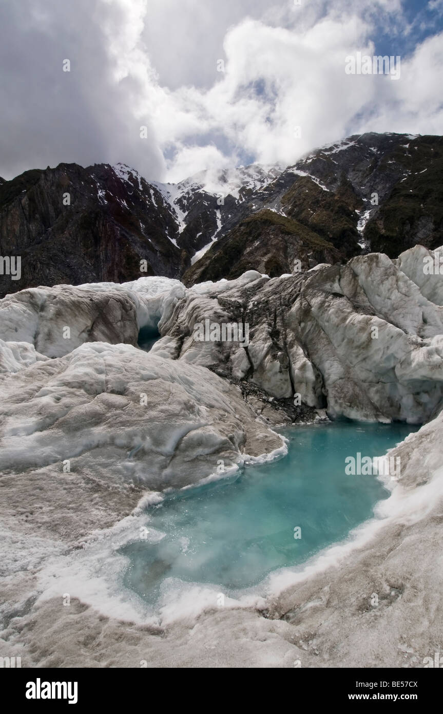 Lacs glaciaires du Franz Joseph Glacier, Nouvelle-Zélande Banque D'Images