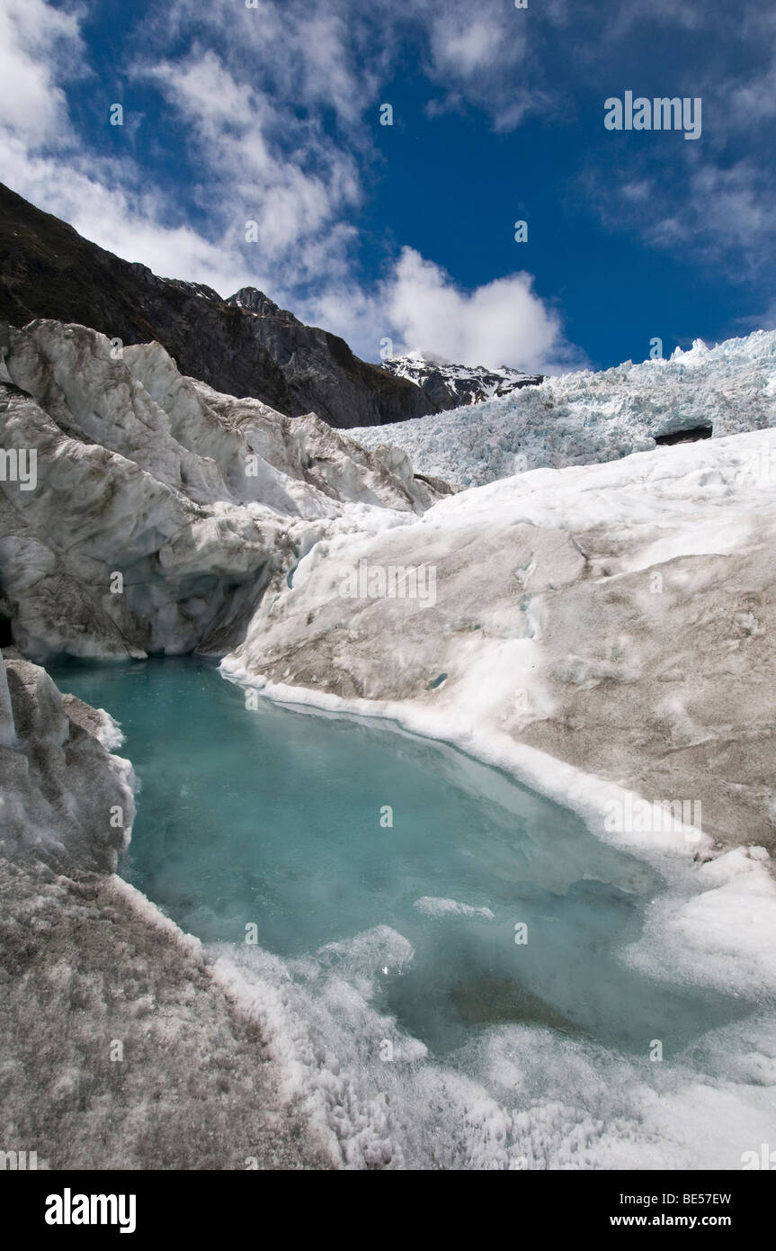 Lacs glaciaires du Franz Joseph Glacier, Nouvelle-Zélande Banque D'Images