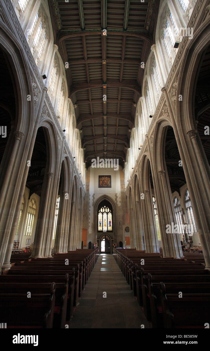 L'intérieur de l'église Saint Mary's, Saffron Walden, Essex, Angleterre. Banque D'Images