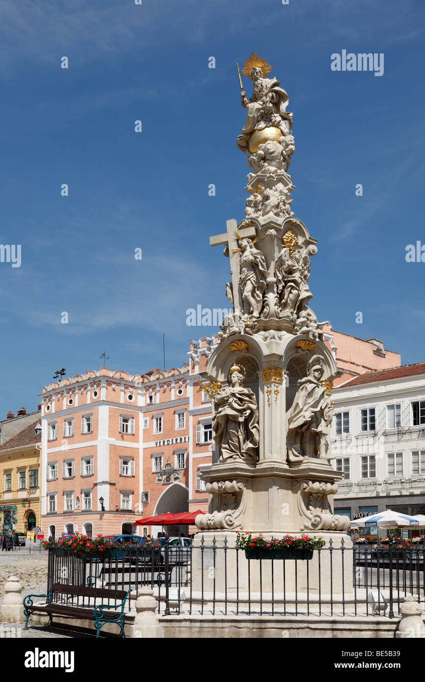 La colonne de la Sainte Trinité, Retz, Weinviertel, Basse Autriche, Autriche, Europe Banque D'Images