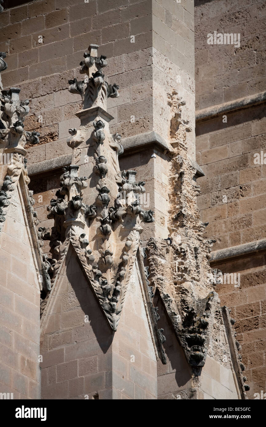 Érodée sur La Seu Cathedral Palma Majorque Banque D'Images
