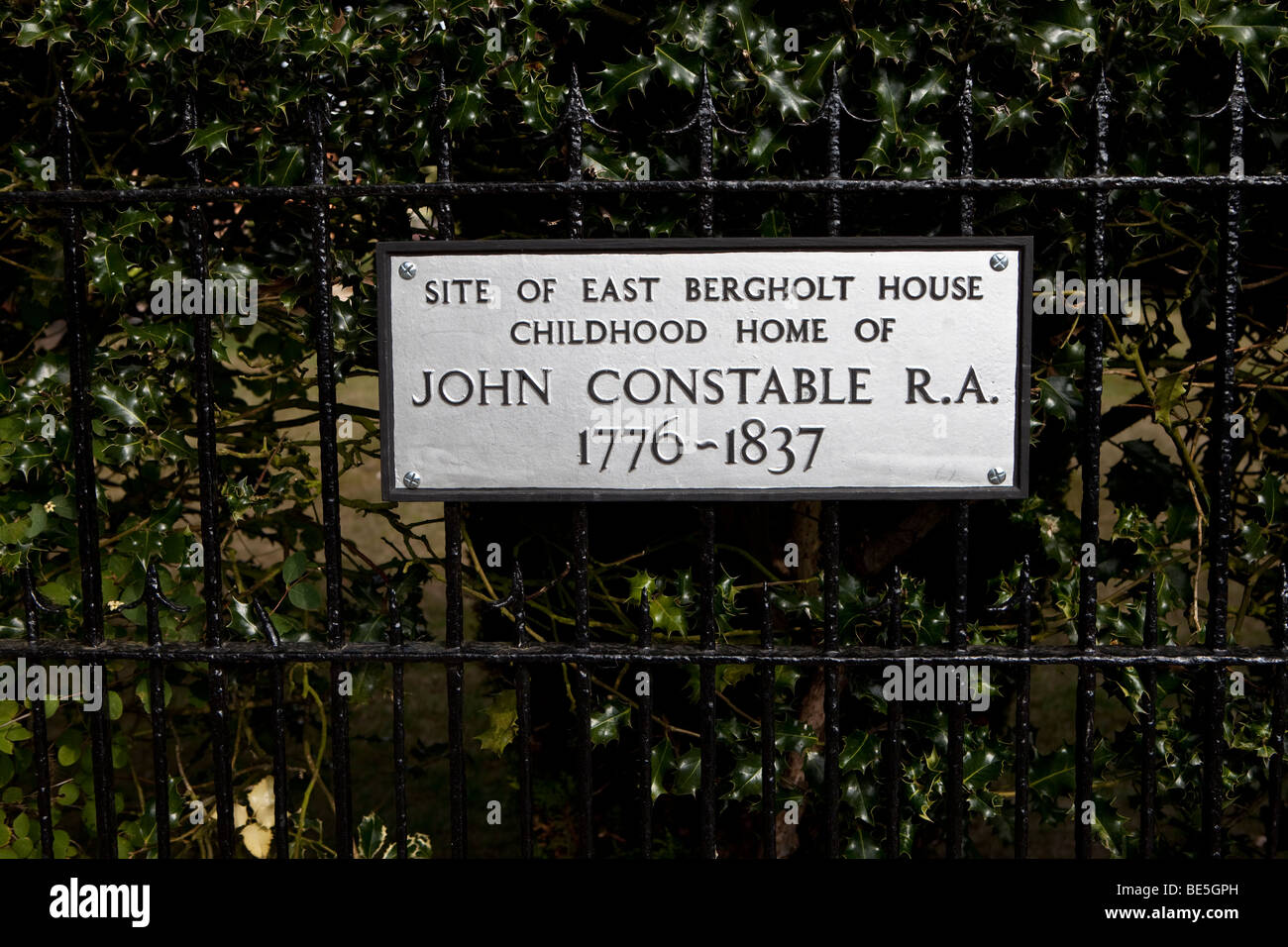 L'emplacement de East Bergholt House, maison d'enfance de John Constable R.A 1776-1837. Banque D'Images