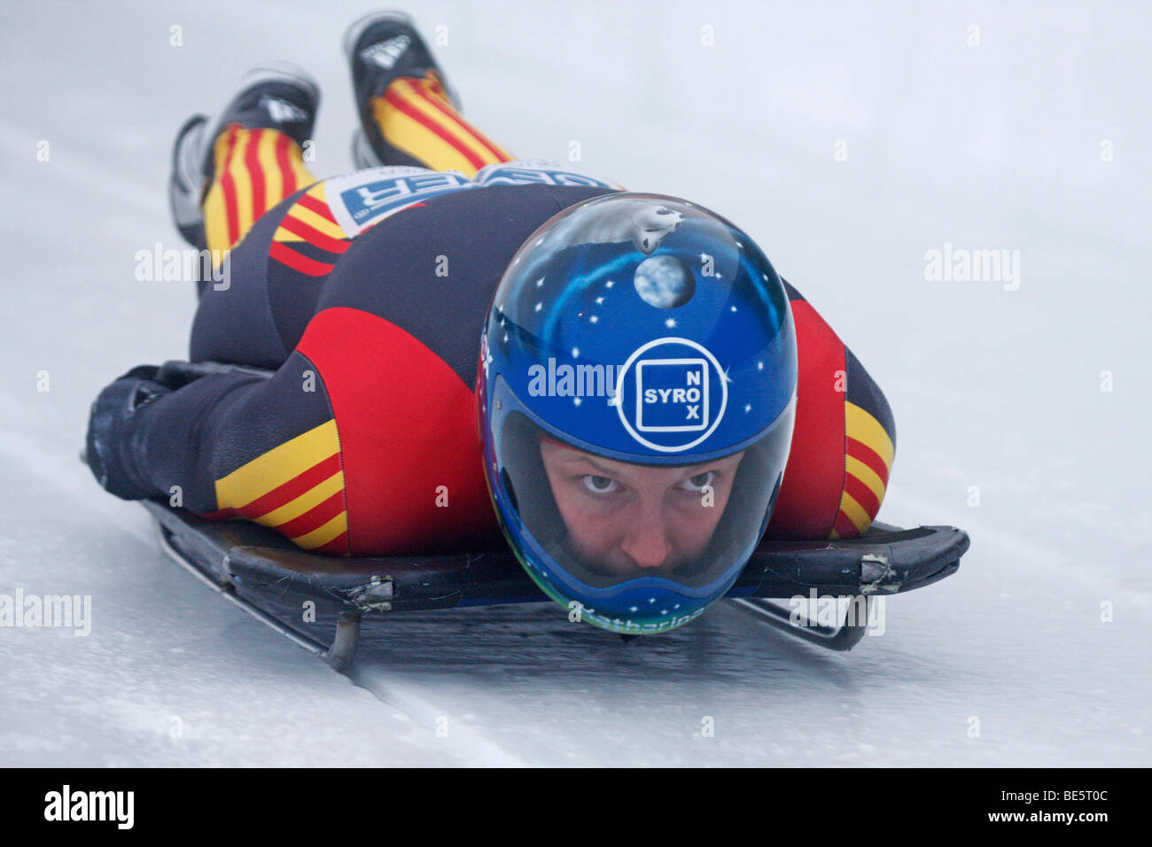 Squelette de début, les hommes, la Coupe du Monde de Winterberg, saison 2008/2009, Sauerland, Nordrhein-Westfalen, Germany, Europe Banque D'Images