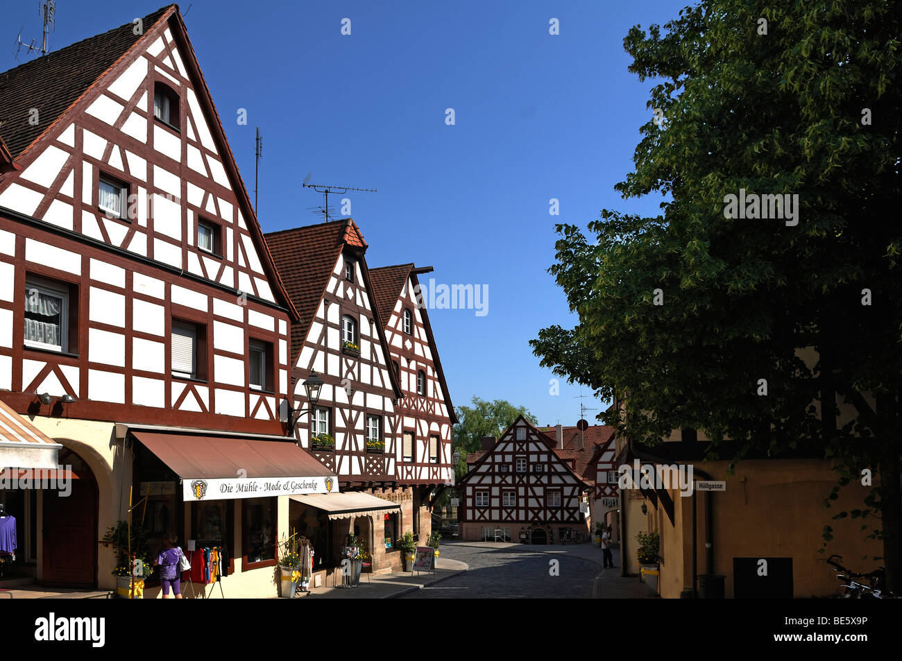 Vieille rue avec maisons à colombage franconien, gunzenhausen, Middle Franconia, Bavaria, Germany, Europe Banque D'Images