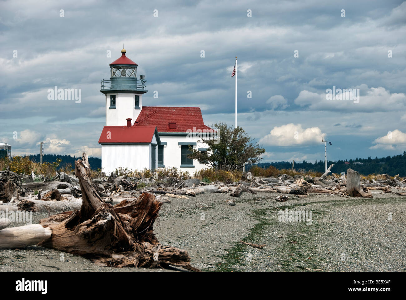 Le phare de Point Robinson Maury Island datant de1885 situé sur le Puget Sound à mi-chemin entre Seattle et Tacoma Washington State Banque D'Images