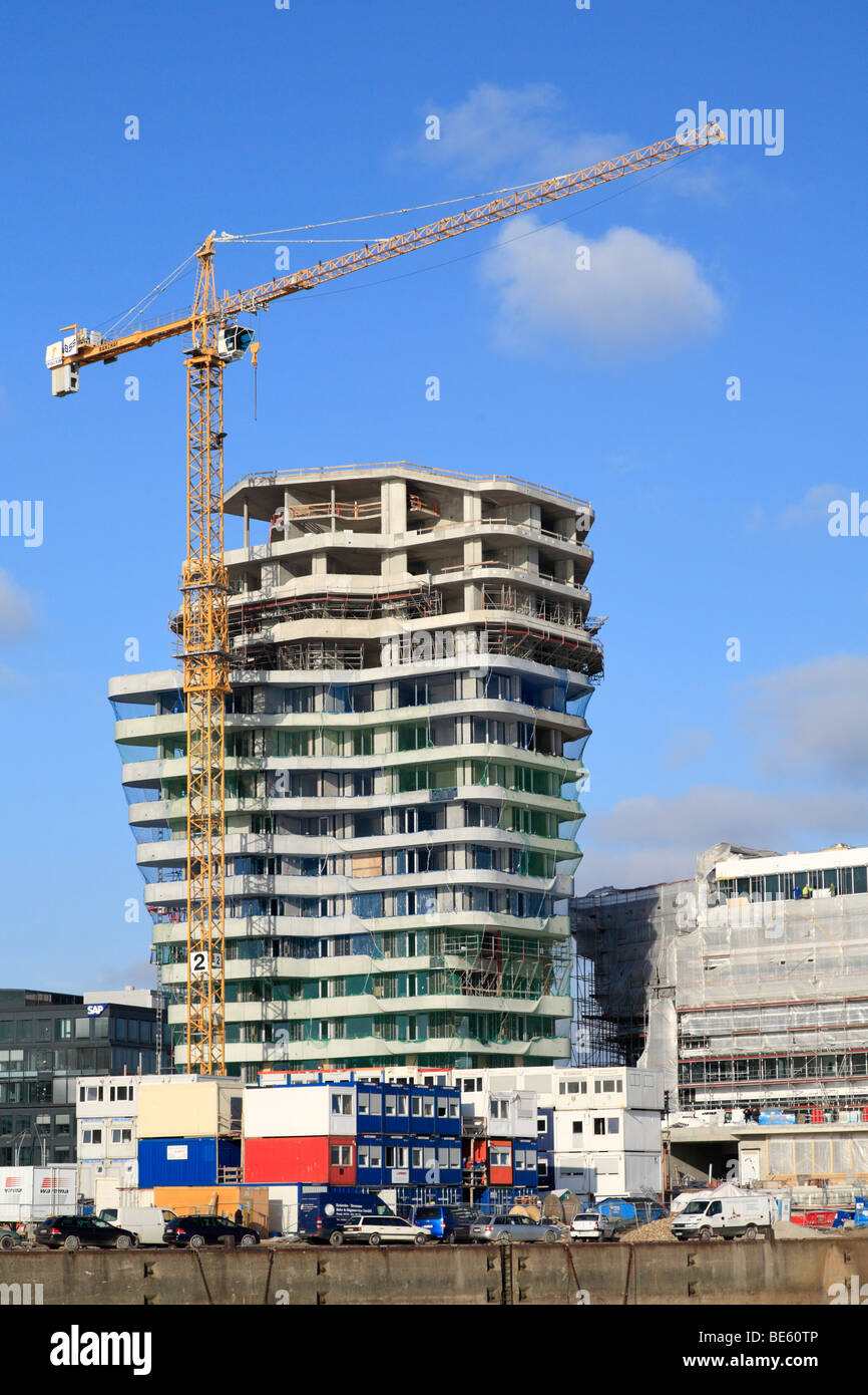 Site de construction, gratte-ciel, Hafencity Harbour City, Port, ville hanséatique de Hambourg, Allemagne, Europe Banque D'Images