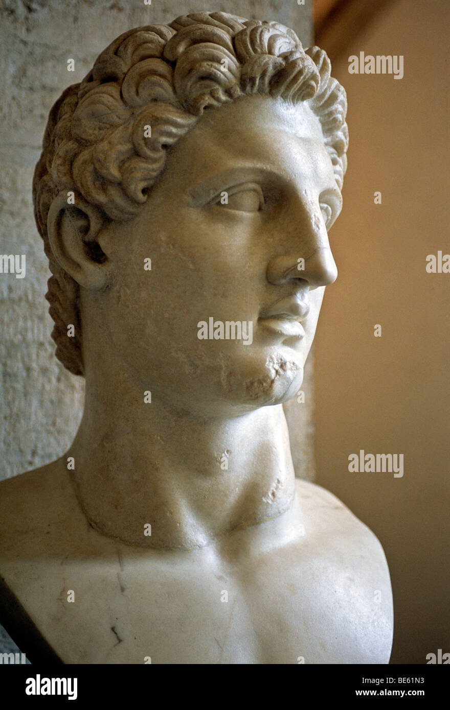 Ancien buste d'empereur romain Auguste, galerie, Musées du Capitole, le Palazzo Nuovo, colline du Capitole, Rome, Latium, Italie, Europe Banque D'Images