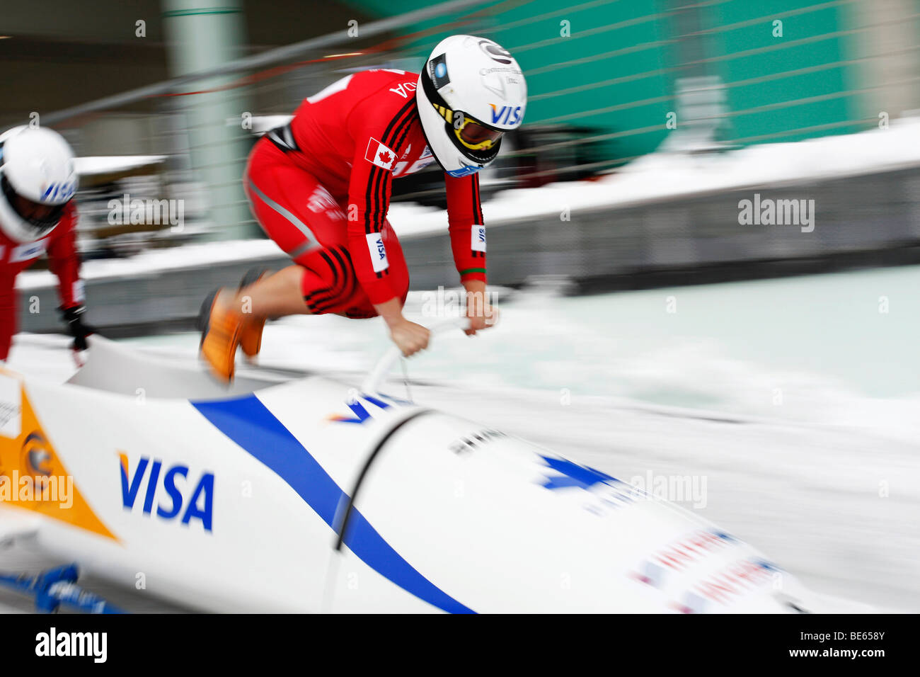 Double démarrage, bobsleigh, Bob femmes Winterberg Coupe du monde, saison 2008/2009, Sauerland, Nordrhein-Westfalen, Germany, Europe Banque D'Images