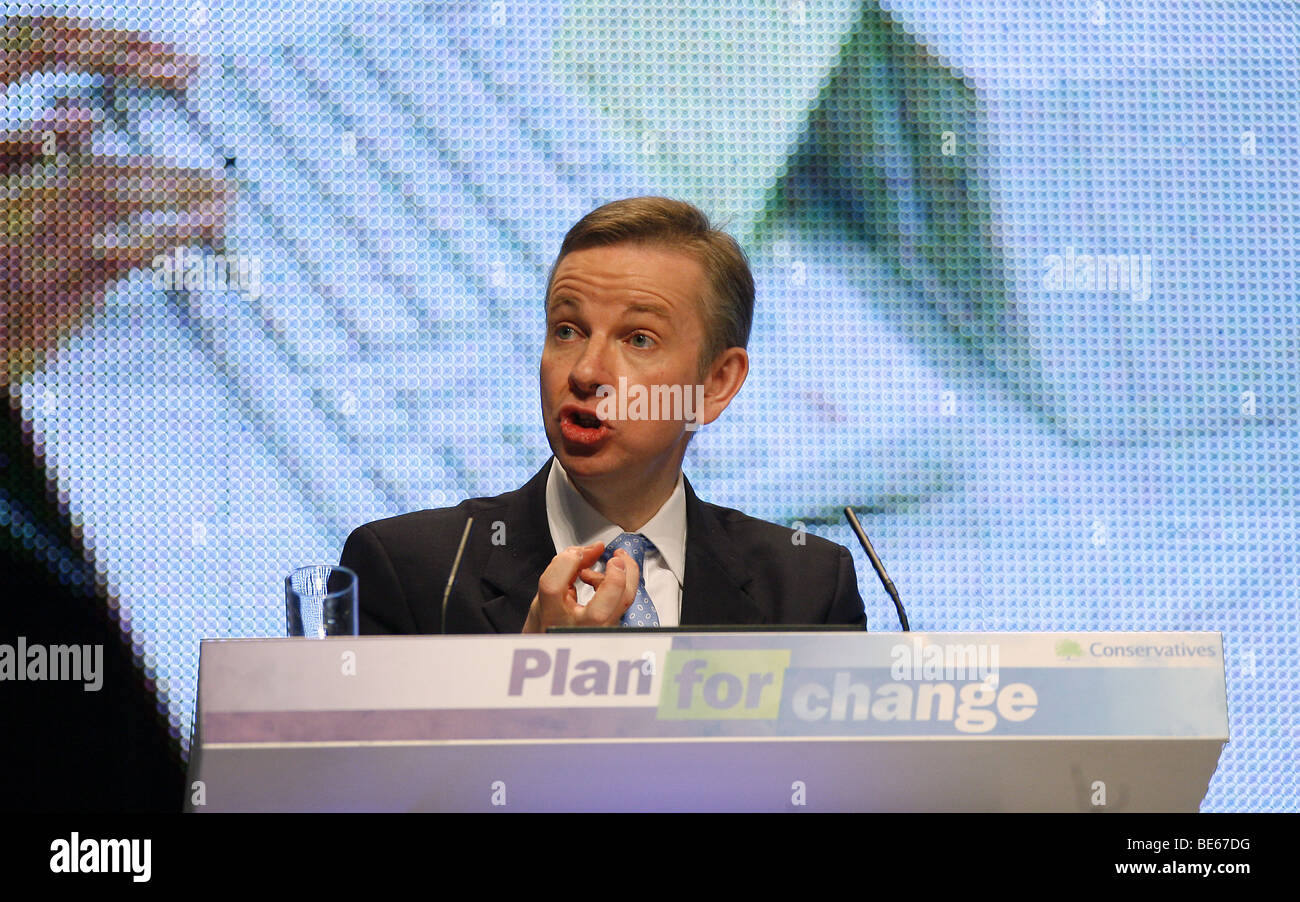 MICHAEL GOVE MP SHADOW MINISTRE DE L'ÉDUCATION 30 septembre 2008 LA CPI BIRMINGHAM ENGLAND Banque D'Images