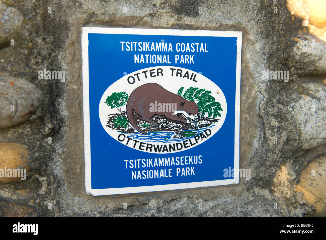 Otter Trail sign, Tsitsikama National Park, Garden Route, South Africa Banque D'Images